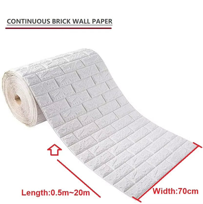 70Cmx1/5/10M 3D Wallpaper Decoration Self-Adhesive Antique Foam Brick Wallpaper Living Room Bedroom Waterproof 3D Wall Sticker