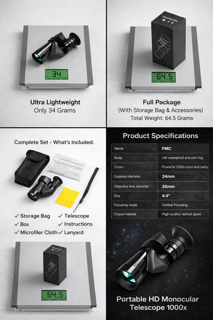 Portable HD Monocular Telescope 1000x
