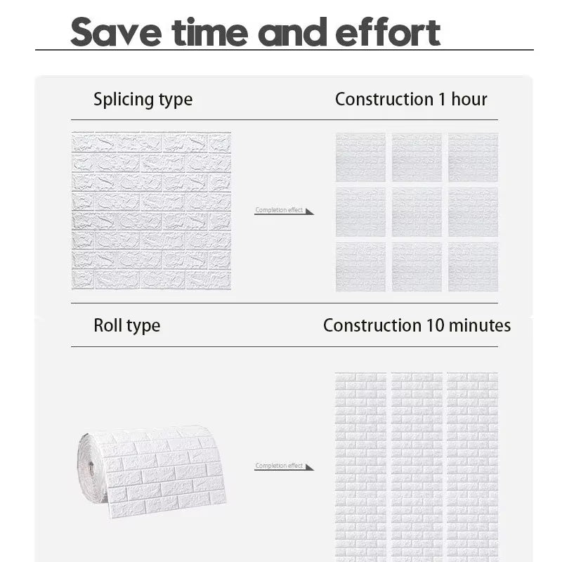 70Cmx1/5/10M 3D Wallpaper Decoration Self-Adhesive Antique Foam Brick Wallpaper Living Room Bedroom Waterproof 3D Wall Sticker