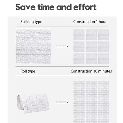 70Cmx1/5/10M 3D Wallpaper Decoration Self-Adhesive Antique Foam Brick Wallpaper Living Room Bedroom Waterproof 3D Wall Sticker