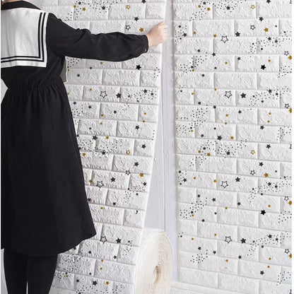 70Cmx1/5/10M 3D Wallpaper Decoration Self-Adhesive Antique Foam Brick Wallpaper Living Room Bedroom Waterproof 3D Wall Sticker