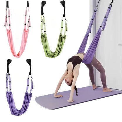 Adjustable Aerial Yoga Strap Pull Rope Women Hammock Stretch Leg Splits Trainer Female Gym Belt Swing Stretching Fitness