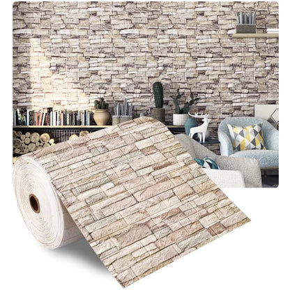 70Cmx1/5/10M 3D Wallpaper Decoration Self-Adhesive Antique Foam Brick Wallpaper Living Room Bedroom Waterproof 3D Wall Sticker
